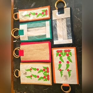 Different Style & Color Reusable Burlap Wine Gift Bags with Bamboo Handles